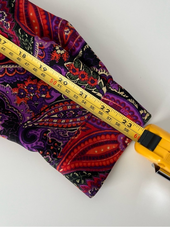 Vintage Paisley Button Shirt Women Medium Purple Red Retro Boho 90s Blouse - Picture 7 of 10